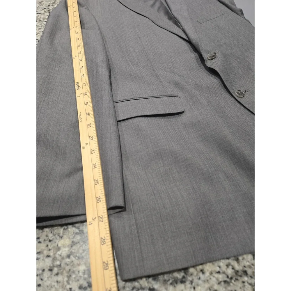 Perry Ellis portfolio Modern Fit 50 L Wool Blend Suit Jacket Blazer Gray